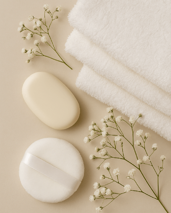 Fresh linens, soft petals, and a bar of soap, the comforting hush of purity, warmth, and freshly powdered skin.